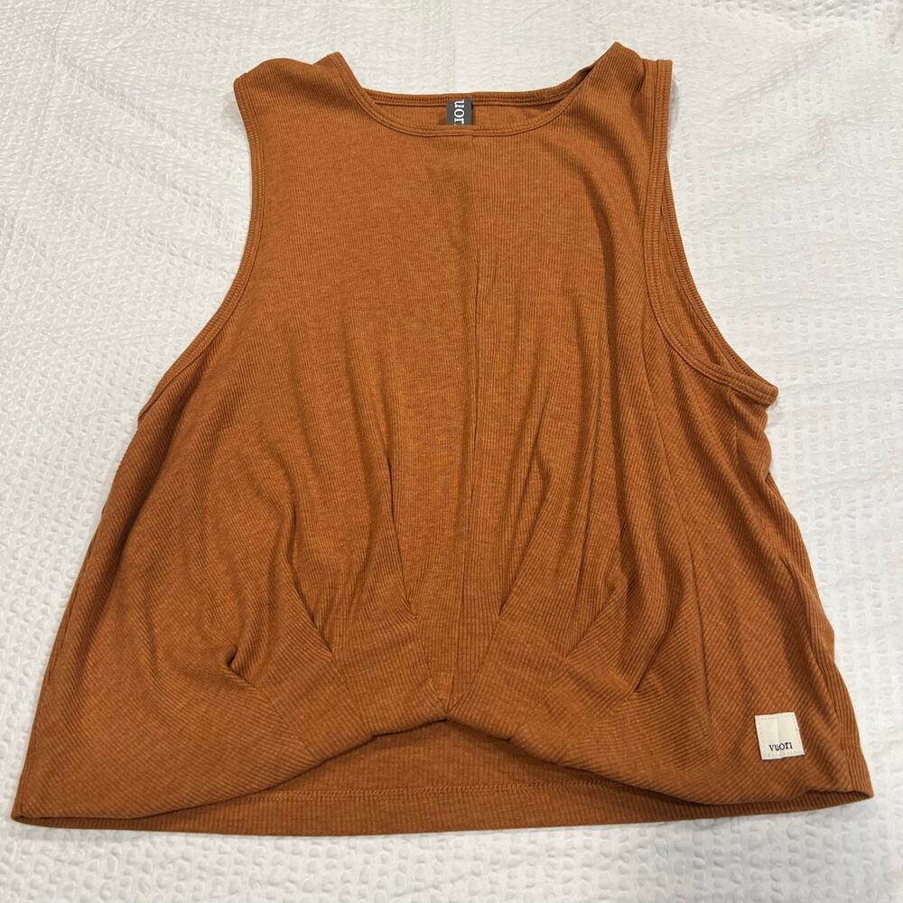 Vuori Women's Cove High Neck Tank Orange/Tan Medium